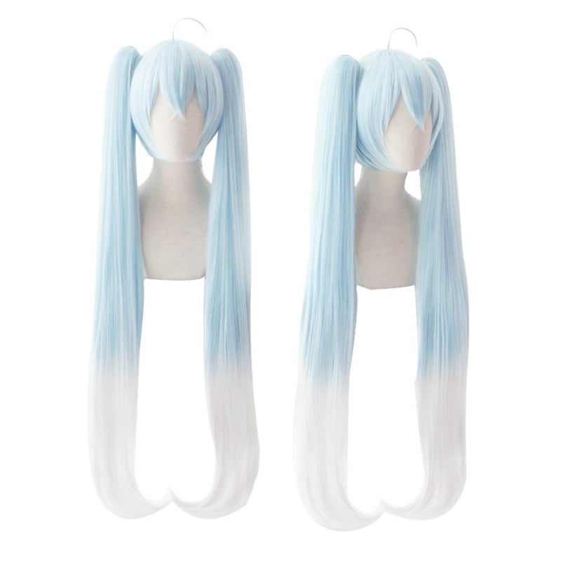 Xingwang Queen Anime Cosplay Wig 120cm Long Light Blue Gradient White Clip on Double Ponytails - Image 1